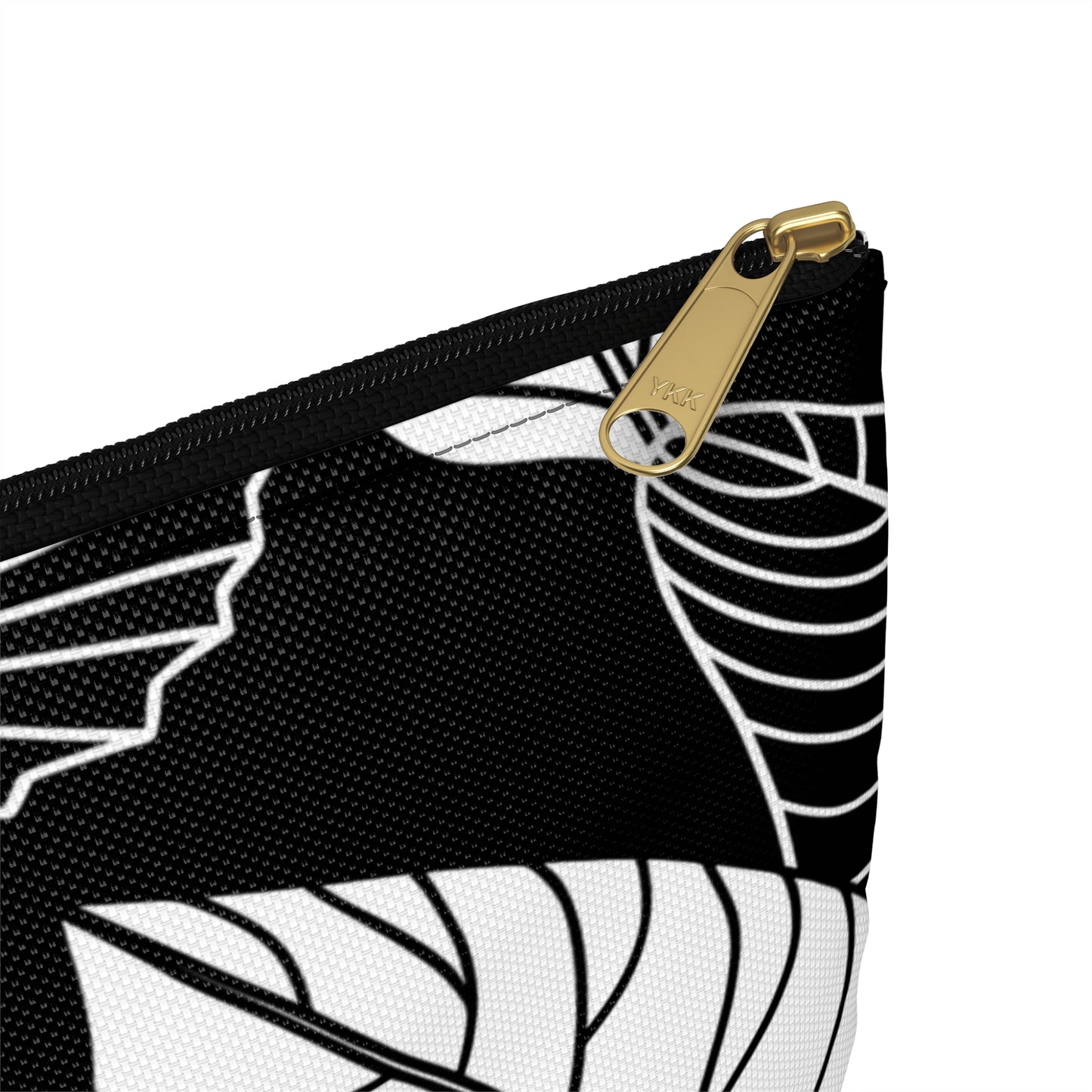 Black and White Tropical Leaves Accessory Pouch